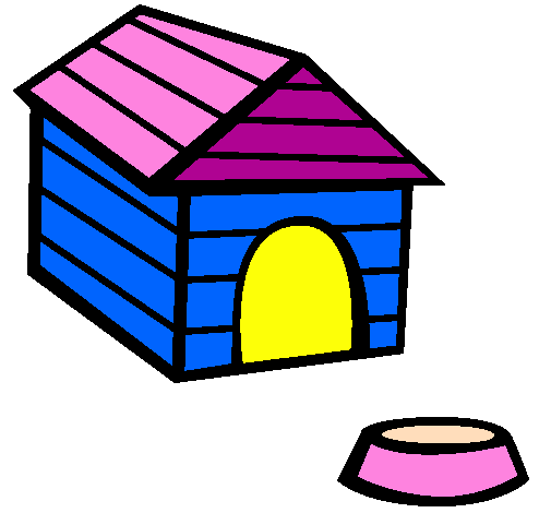 Desenho Cão casa pintado por casinha do cachorro