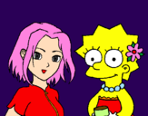 Desenho Sakura e Lisa pintado por matheus melo