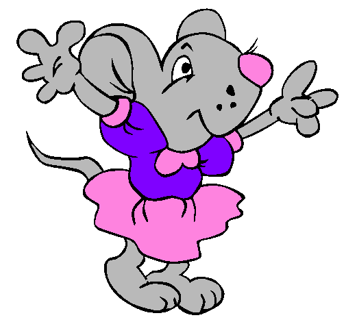 Desenho Rata com vestido pintado por ratinha de roupa
