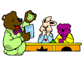 Desenho Professor urso e seus alunos pintado por xvgsf