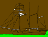 Desenho Veleiro de três mastros pintado por bernardo
