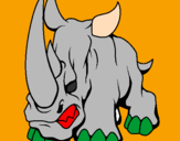 Desenho Rinoceronte II pintado por Maternal 3 - Colégio Raiz