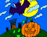 Desenho Paisagem Halloween pintado por luiza