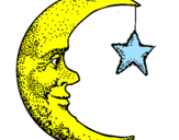 Desenho Lua e estrela pintado por Edimara