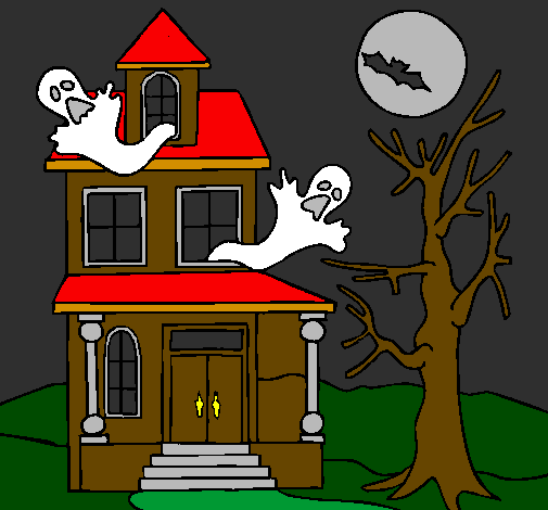 Desenho Casa do terror pintado por casa dos fantasmas