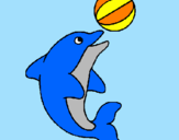 Desenho Golfinho a jogar com uma bola pintado por flipper
