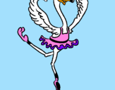 Desenho Avestruz em ballet pintado por lobinha