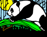 Desenho Urso panda a comer pintado por mariana c