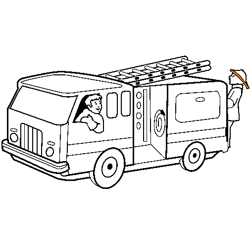 Desenho Bombeiros no camião  pintado por GUSTAVO