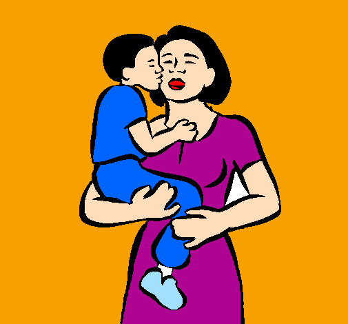 Desenho Beijo maternal pintado por Susana Pais