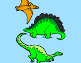 Desenho Três classes de dinossauros pintado por VICTOR E GABRIELLE