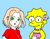 Desenho Sakura e Lisa pintado por SAKURA