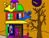 Desenho Casa do terror pintado por maria