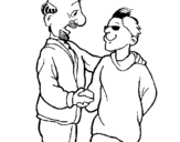 Desenho Pai e filho apertam a mão pintado por analuá