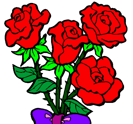 Desenho Ramo de rosas pintado por rosa