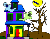 Desenho Casa do terror pintado por Elaine Moreira