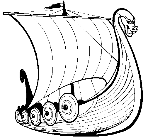 Desenho Barco viking pintado por edu