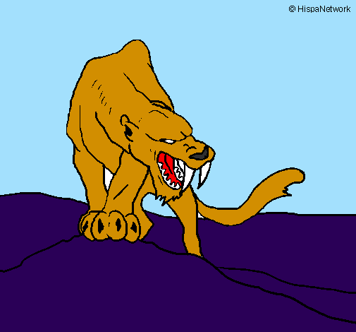 Desenho Tigre com dentes afiados pintado por rex irado