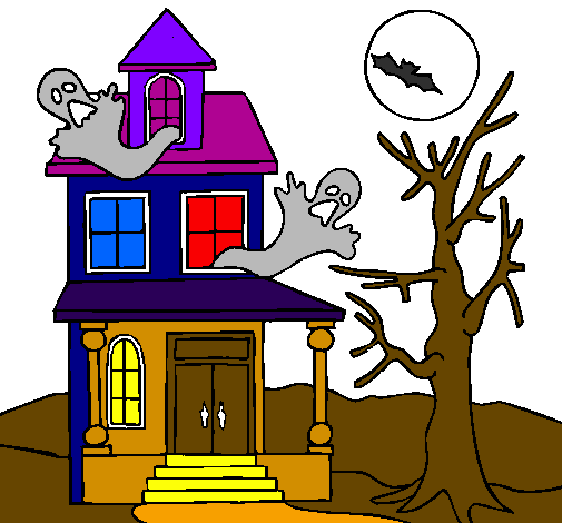 Desenho Casa do terror pintado por neto