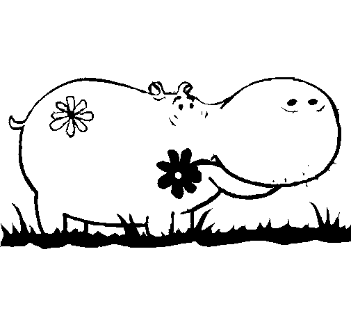 Desenho Hipopótamo com flores pintado por podisipirimmir