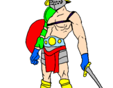 Desenho Gladiador pintado por soldado romano