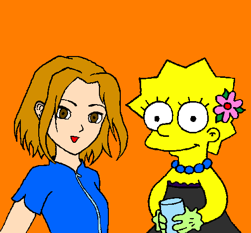 Desenho Sakura e Lisa pintado por BEATRIZ SAMPAIO