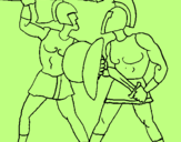 Desenho Luta de gladiadores pintado por gladiador