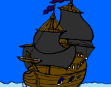 Desenho Barco pintado por barco dos piratas