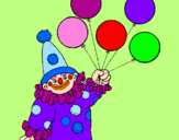 Desenho Palhaço com balões pintado por gabriela cuerba