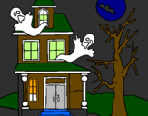 Desenho Casa do terror pintado por Bianca