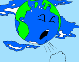 Desenho Terra doente pintado por Thales. tem 6 anos.