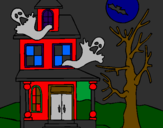 Desenho Casa do terror pintado por evely p milke