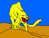 Desenho Tigre com dentes afiados pintado por moto