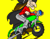 Desenho Bruxa numa moto pintado por jackelina