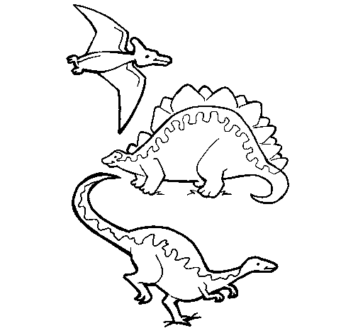Desenho Três classes de dinossauros pintado por LCF
