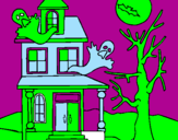Desenho Casa do terror pintado por Luisa