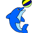 Desenho Golfinho a jogar com uma bola pintado por GOLFINHO