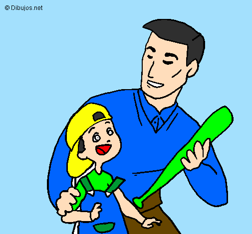 Desenho Pai e filho pintado por feliz  dia dos  pais