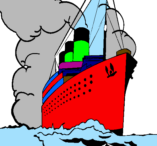 Desenho Barco a vapor pintado por navio