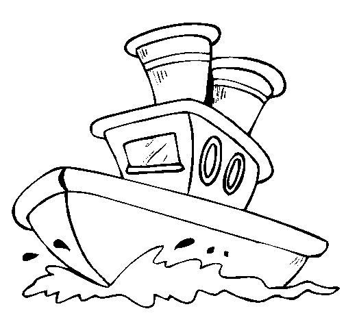 Desenho Barco no mar pintado por barquinho