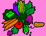 Desenho verduras pintado por Carol