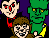 Desenho Personagens Halloween pintado por yasmim