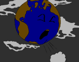 Desenho Terra doente pintado por Rogerio e Isabela
