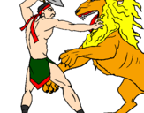 Desenho Gladiador contra leão pintado por rubens