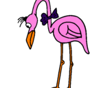Desenho Flamingo com passarita pintado por laura c.