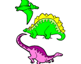 Desenho Três classes de dinossauros pintado por julia