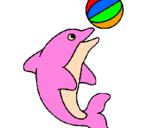 Desenho Golfinho a jogar com uma bola pintado por golfinho 1