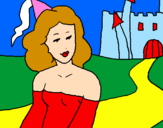 Desenho Princesa e castelo pintado por Vanessa