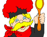 Desenho Chefe com bigode pintado por Graziela Ferreira Garcia