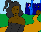 Desenho Princesa e castelo pintado por Isabela maisa